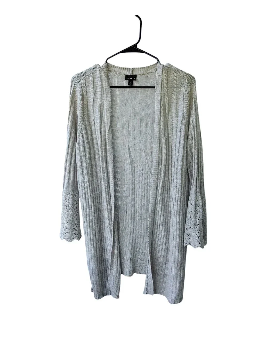 torrid Light Gray Ribbed Knit Open Cardigan